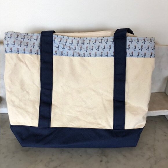 VINEYARD VINES Classic Canvas Uncle Sam Tote Bag Blue & White 17" - Picture 6 of 16